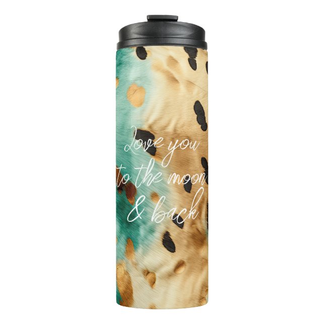 Bouteilles Isothermes Poster de animal noir Turquoise or (Devant)