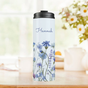 Bouteilles Isothermes Pré nommonogrammé Prairie de fleurs sauvages aquar