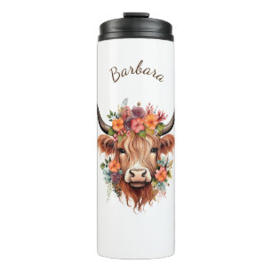 Bouteilles Isothermes Prénom personnalisé Fleurs de saumons de vache de