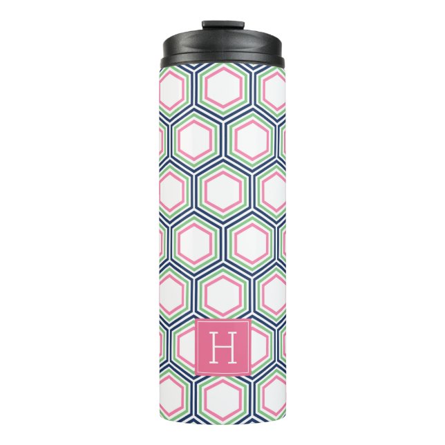 Bouteilles Isothermes Preppy Motif géométrique et Monogramme (Devant)