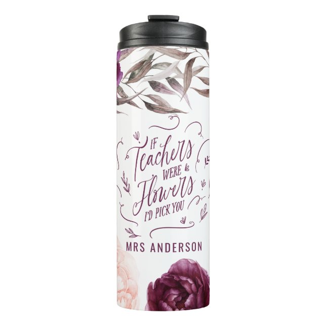 Bouteilles Isothermes professeur mignon rose floral élégant  (Devant)
