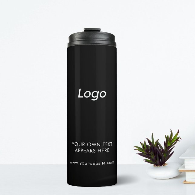 Bouteilles Isothermes Professionnel Entreprise Logo Entreprise (Custom logo black thermal tumbler for professional small business. Add your own website & text.)