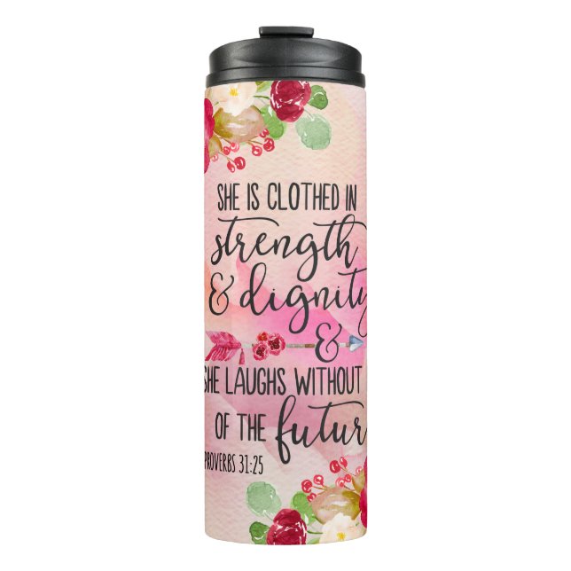 Bouteilles Isothermes Proverbes pour femmes Écriture rose florale (Devant)