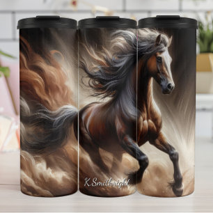 Bouteilles Isothermes Puissant Cheval Brun Galop Poussière