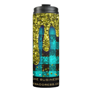 Bouteilles Isothermes *~* QR SWAG Rustic Christmas Gold Drip Plaid Thers