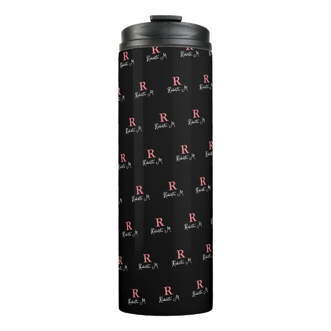 Bouteilles Isothermes R personnalisé Monogramme rose Timoté alliage noir (Devant)