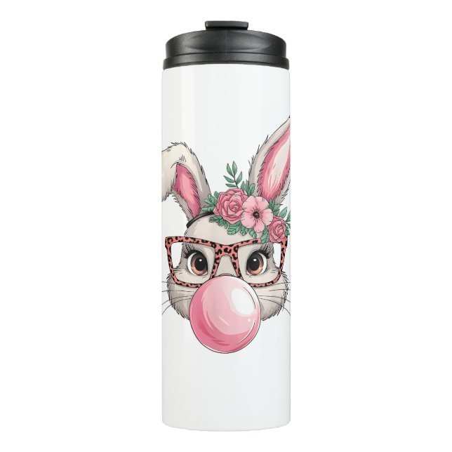 Bouteilles Isothermes Rabbit Bunny soufflant bulle Pâques Jour mignon fe (Devant)