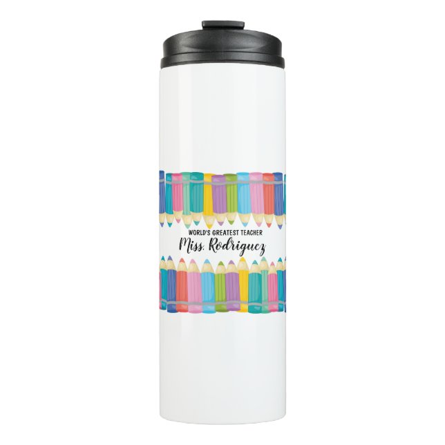 Bouteilles Isothermes Rainbow Crayons Mondes Meilleur Enseignant Coffee  (Devant)