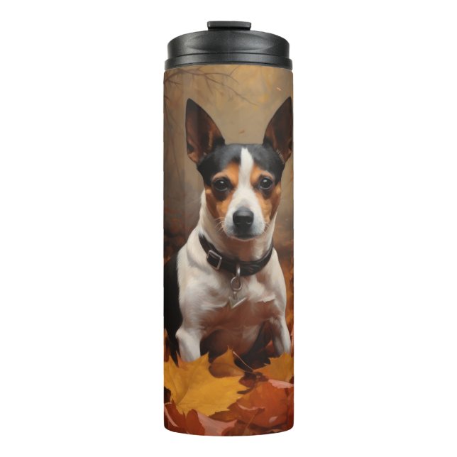 Bouteilles Isothermes Rat Terrier à l'automne Feuilles automne Inspire (Devant)