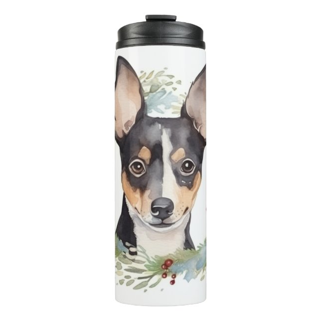 Bouteilles Isothermes Rat Terrier Fête de Noël Wreath Pup (Devant)