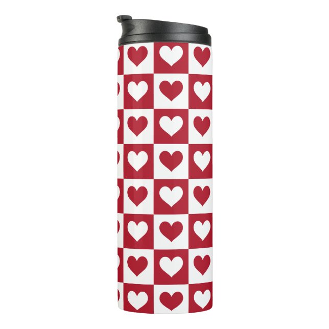 Bouteilles Isothermes Red À damiers Hearts mignon Saint Valentin (Tourné sur la droite)