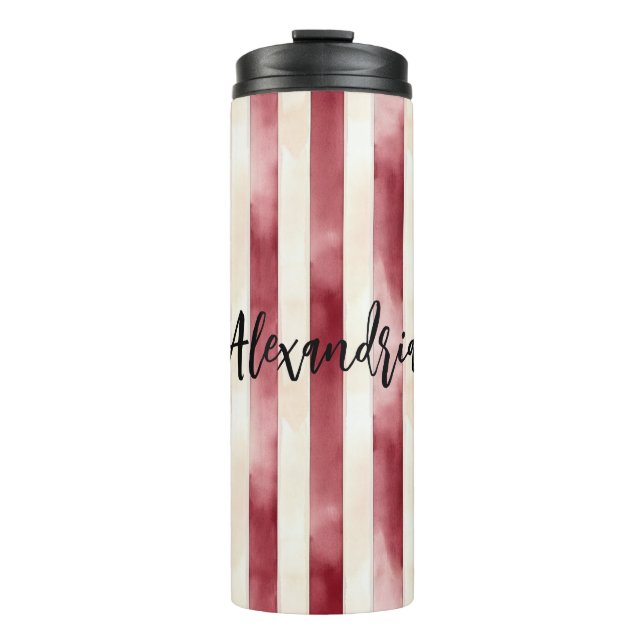 Bouteilles Isothermes Red Burgundy Cream Stripes Christmas (Devant)