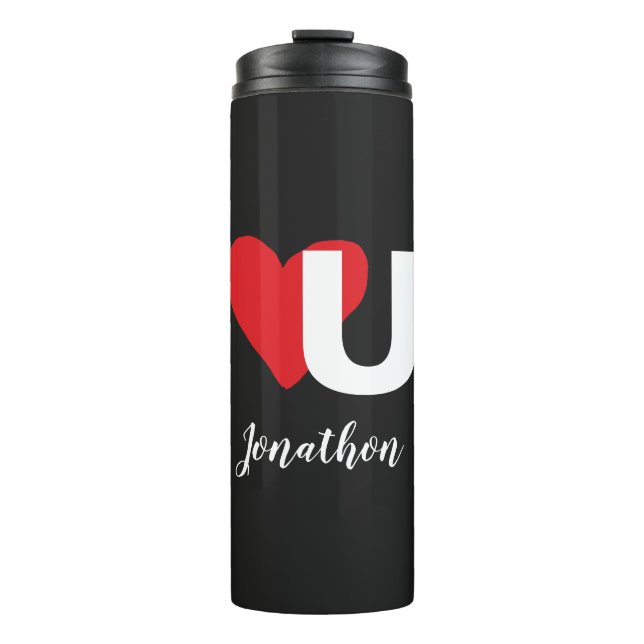 Bouteilles Isothermes Red Heart U Love Valentine's Day Monogrammed Nom (Devant)