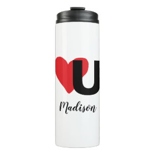 Bouteilles Isothermes Red Heart U Love Valentine's Day Monogrammed Nom