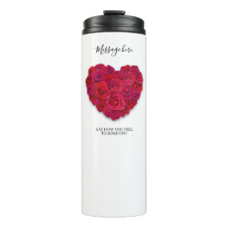 Bouteilles Isothermes Red Rose Heart Romantic Floral Custom Text