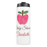 Red Watercolor pomme baby shower ajouter nom titre