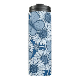 Bouteilles Isothermes Ressort bleu, fleurs sauvages, marguerites