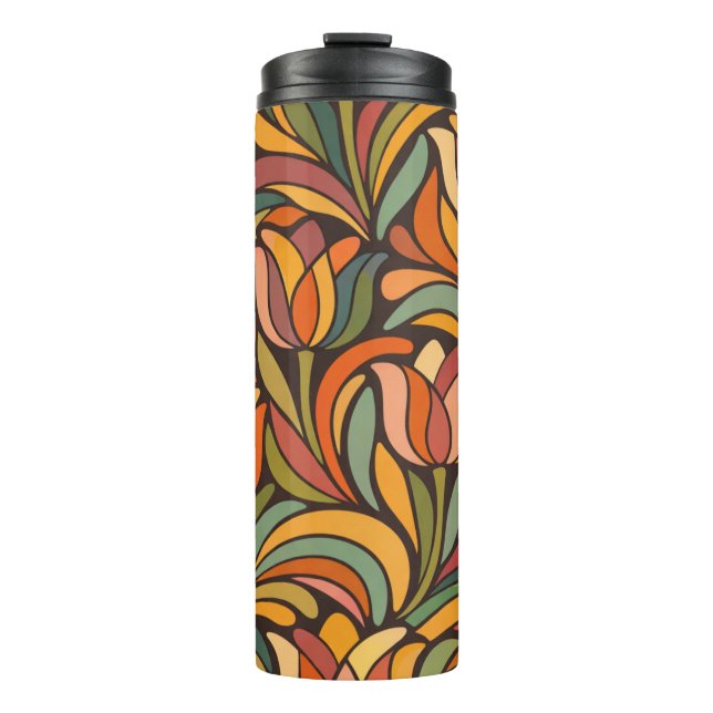Bouteilles Isothermes Retro Abstract Tulip Floral Pattern (Devant)