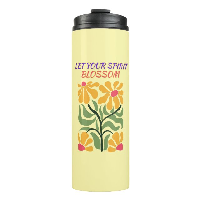Bouteilles Isothermes Retro Boho Blooming Flowers Inspiration Quote (Devant)