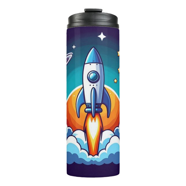Bouteilles Isothermes Retro, fusée spatiale (Devant)