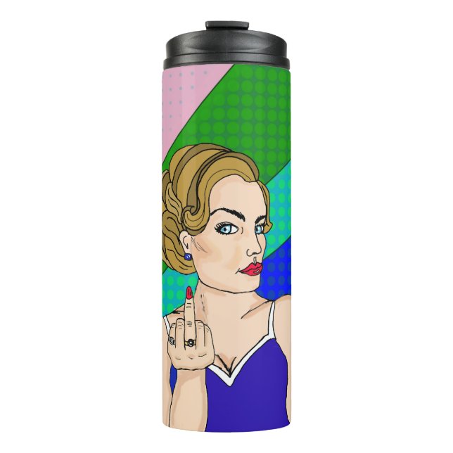 Bouteilles Isothermes Retro Lady Flipping the Bird (Devant)