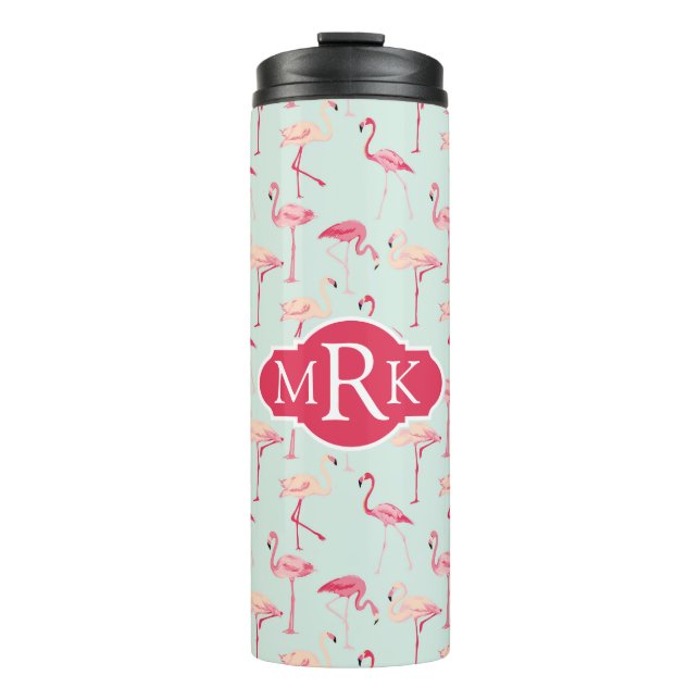 Bouteilles Isothermes Rétro monogramme du motif | de Flamant rose (Devant)