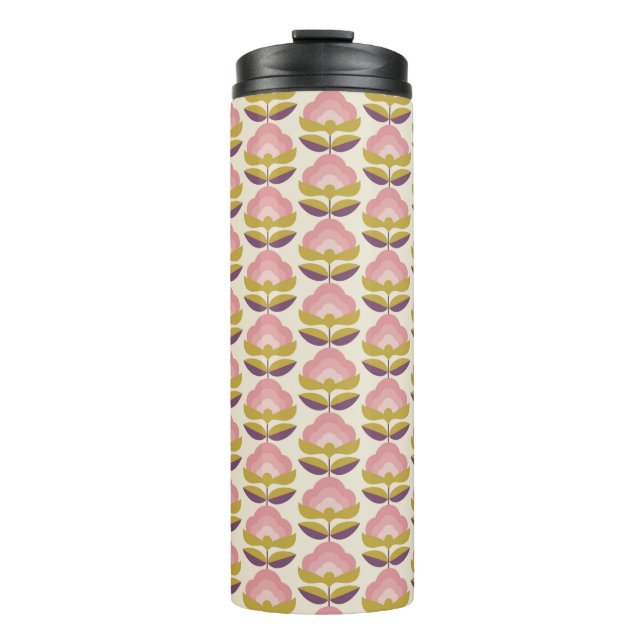 Bouteilles Isothermes Rétro motif floral rose et pourpre (Devant)