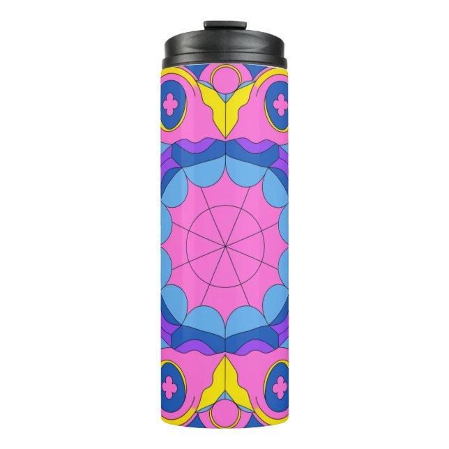 Bouteilles Isothermes Retro Psychedelic Geometric Mandala Pattern (Devant)
