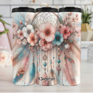 Bouteilles Isothermes Rêveuse florale avec plumes pastel