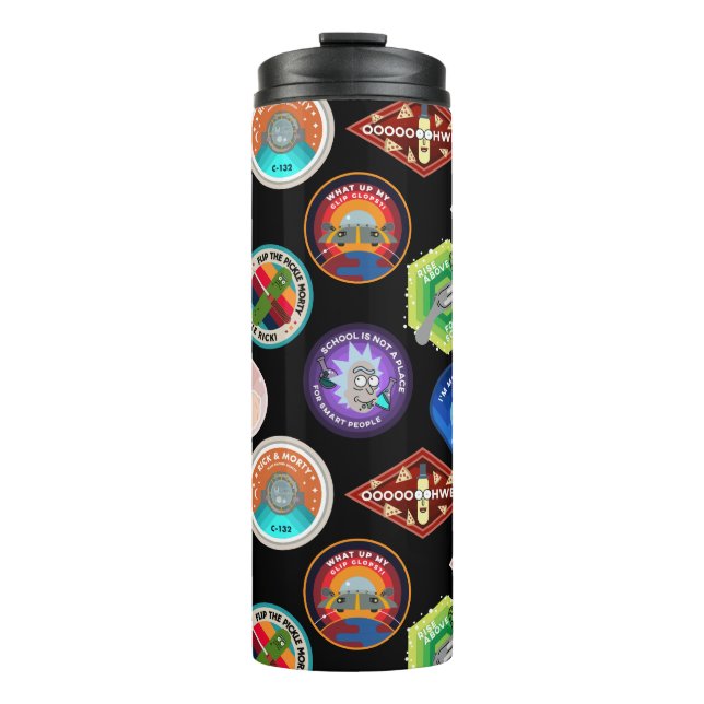 Bouteilles Isothermes RICK ET MORTY™| Motif des patchs spatiaux (Devant)