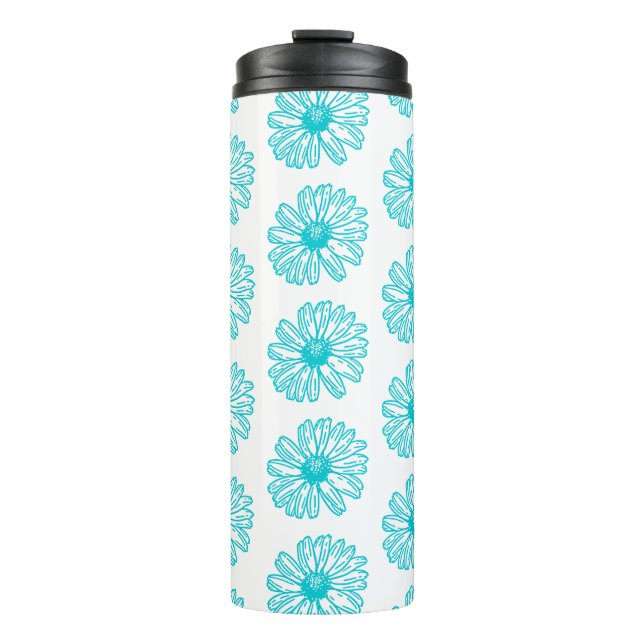 Bouteilles Isothermes Robin Egg Blue Daisy Print, Hippie Flowers Motif (Devant)