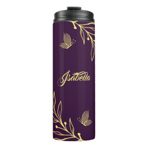 Bouteilles Isothermes Romantique élégant or floral violet