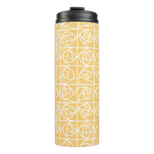 Bouteilles Isothermes Rose Art déco Carrés stylisés jaune floral