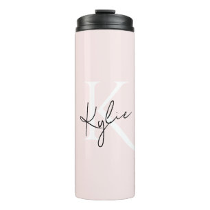 Bouteilles Isothermes Rose Blush moderne Nom du monogramme personnalisé 