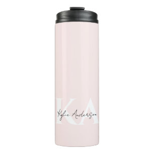 Bouteilles Isothermes Rose Blush moderne Nom du monogramme personnalisé 