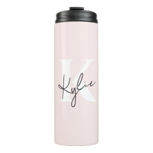 Bouteilles Isothermes Rose Blush moderne Nom du monogramme personnalisé 