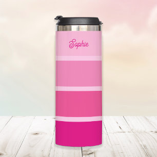 Bouteilles Isothermes Rose chaud vif Ombre Stripes avec script