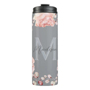 Bouteilles Isothermes Rose d'aquarelle Wreath personnalisée   Gray