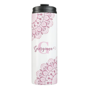 Bouteilles Isothermes Rose Dusky Personnalisé Confetti Lace Dot Mandala