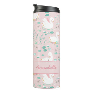 Bouteilles Isothermes Rose girly mignon cygne floral élégant beau