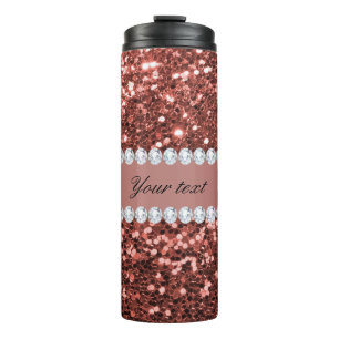 Bouteilles Isothermes Rose Gold Faux Parties scintillant et Diamonds Per