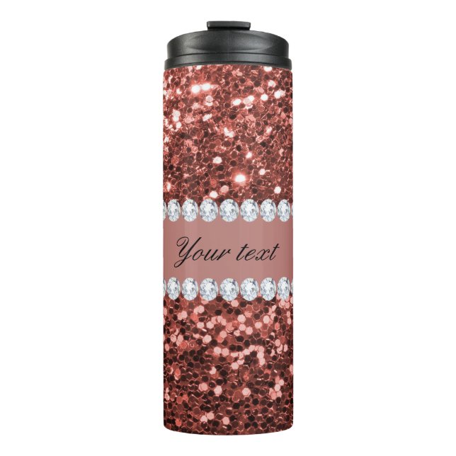 Bouteilles Isothermes Rose Gold Faux Parties scintillant et Diamonds Per (Devant)