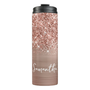 Bouteilles Isothermes Rose Gold Pailleté Glam Nom Personnalisé