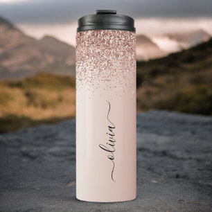 Bouteilles Isothermes Rose Gold - Rose Pâle Pailleur Métal Monogramme No