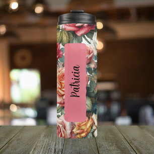 Bouteilles Isothermes Rose personnalisé de la fleur de naissance de juin