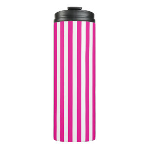 Bouteilles Isothermes Roses Chauds et Rayures Verticales Blanches Minima