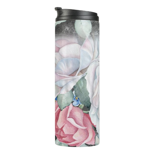 Bouteilles Isothermes Roses de tableau de bord aquarelle (Tourné sur la droite)