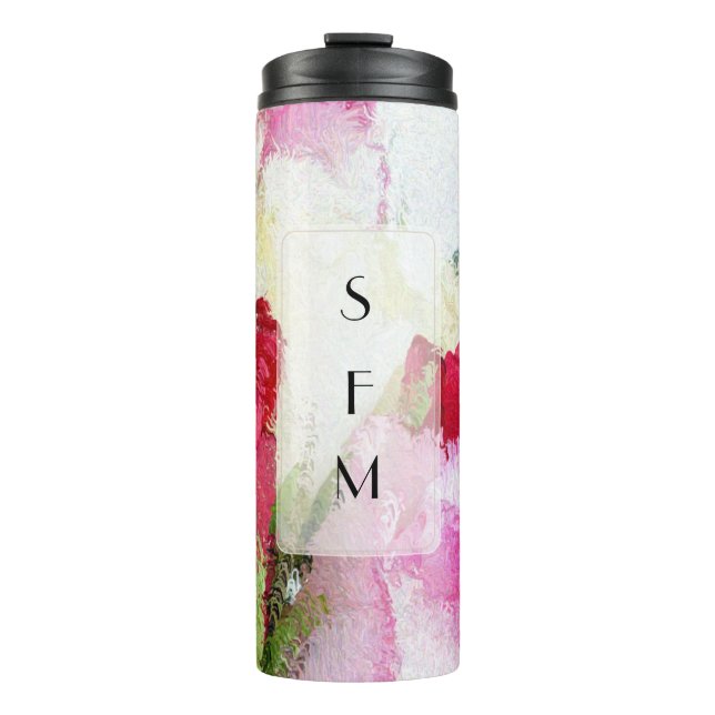 Bouteilles Isothermes Roses - monogramme - culbuteur thermique (Devant)