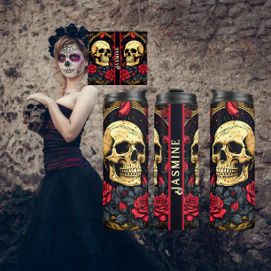 Bouteilles Isothermes Roses rouges crâne gothique Halloween Yoga
