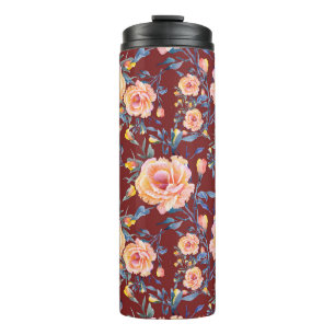 Bouteilles Isothermes Roses, sans soudure, motif arrière - plan rouge